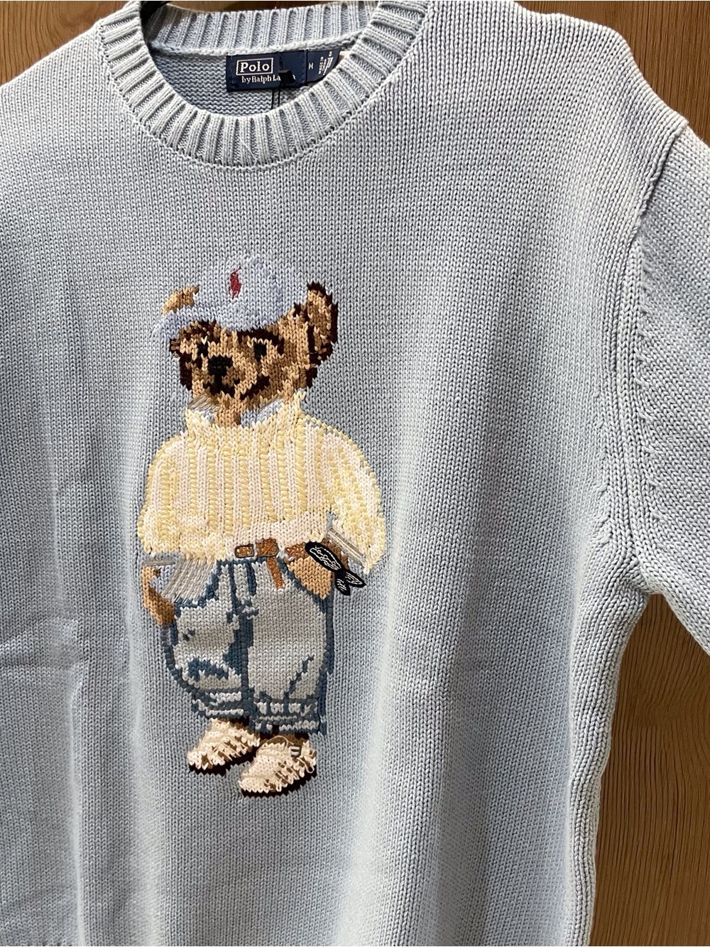 Polo by Ralph Lauren Baby Blue Bear Intarsia Crewneck Sweater - Picture 6 of 8
